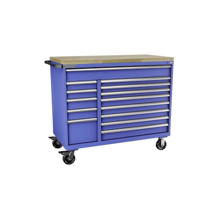 Champion Tool Storage Mobile Modular Cabinet, 14 Drawer, Blue, Steel, 56-1/2 in W x 28-1/2 in D x 39 in H D1800DB14MB8BBT-BB